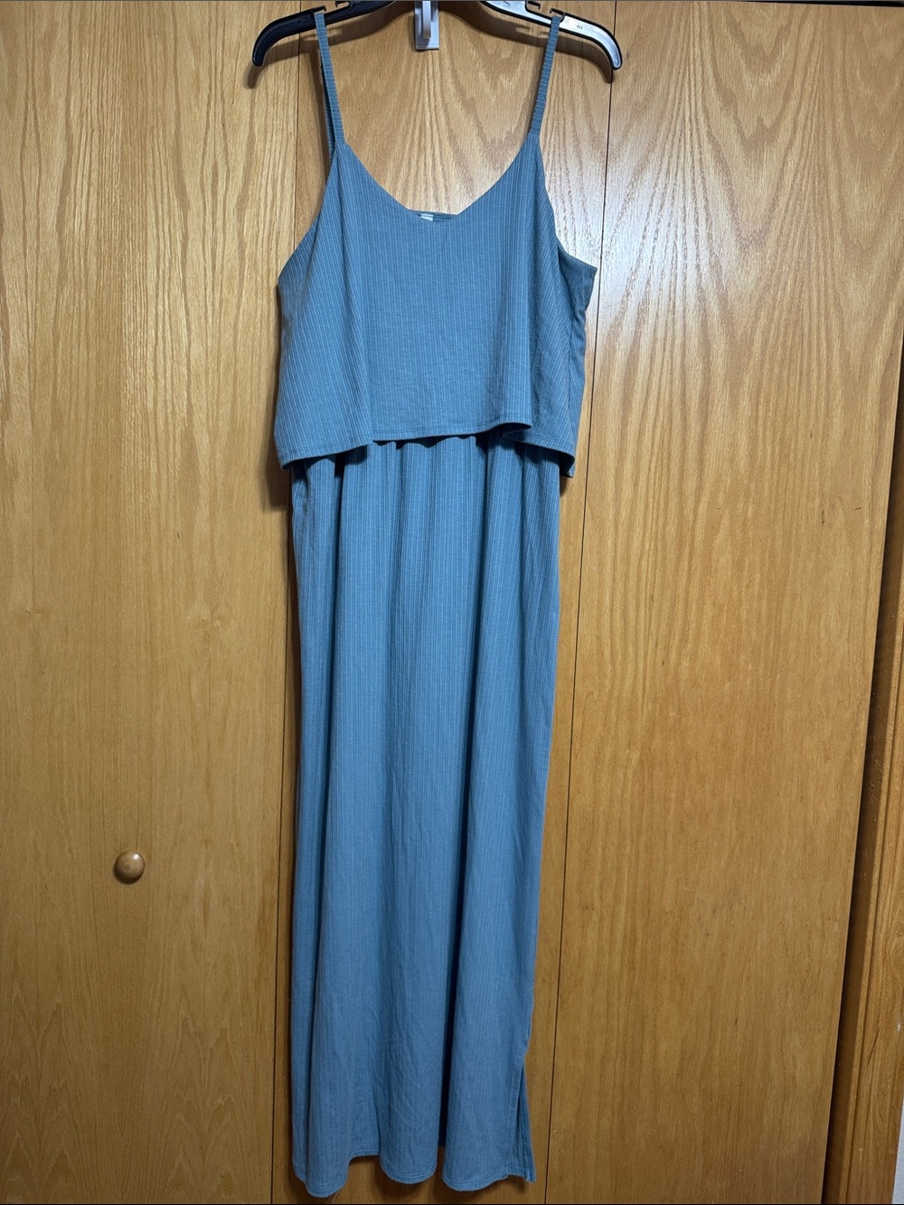 Zenana Outfitters Dusty Blue Ribbed Maxi Dress